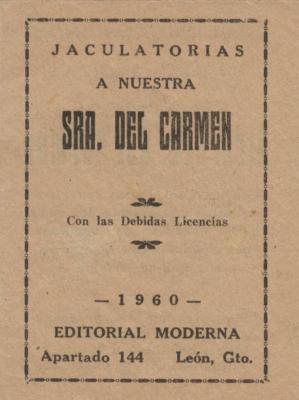 Jaculatorias a nuestra Sra. Del Carmen 
