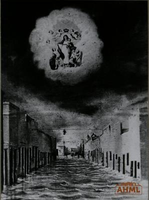 Reproducción de un exvoto a la Virgen de la Luz después de la inundación de 1888 