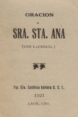 Oración a Sra. Santa Ana 

