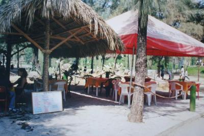 Área de comida en el zoológico  