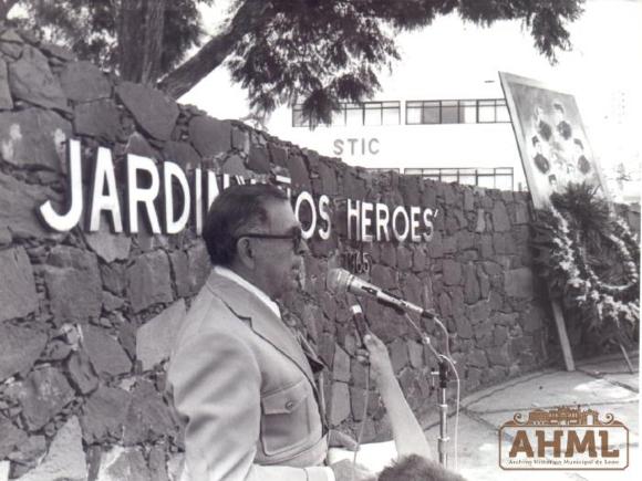 Discurso conmemorativo en Jardín de los Niños Héroes (Ca. 1978)