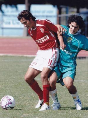 Equipo Atlético Ecca en partido contra el Equipo León (ca. década de los 90's)