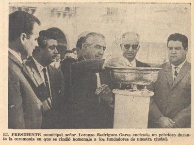 Lorenzo Rodríguez Garza durante ceremonia en homenaje a los fundadores de la ciudad