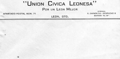 Papelería oficial de la Unión Cívica Leonesa