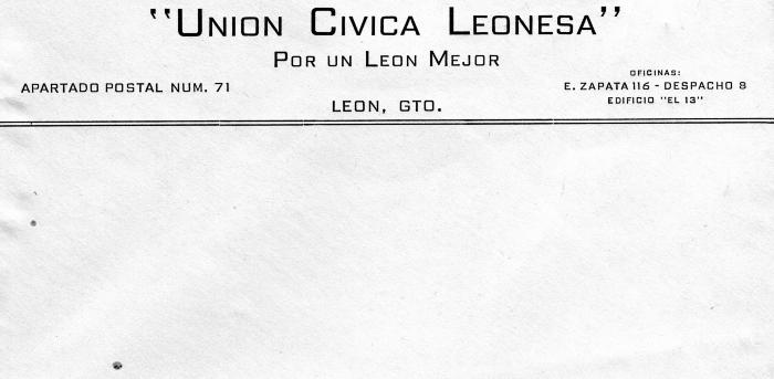 Papelería oficial de la Unión Cívica Leonesa