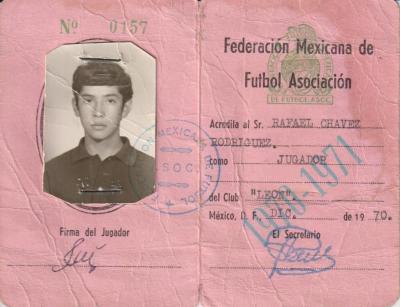 Carnet de fichaje de Rafael Chávez Rodríguez 