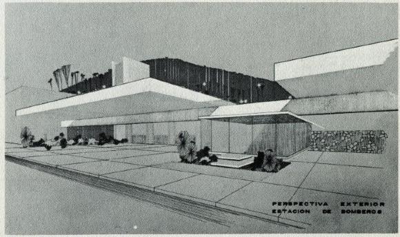 Perspectiva de la Estación de Bomberos, 1969