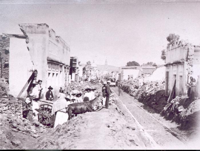 Calle Real de Guanajuato en la inundación de 1888