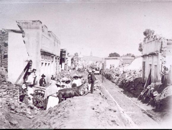 Calle Real de Guanajuato en la inundación de 1888