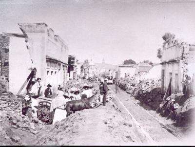 Calle Real de Guanajuato en la inundación de 1888