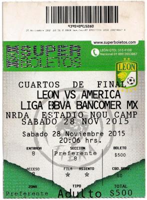 Boleto cuartos de Final del Torneo de Apertura 2015 