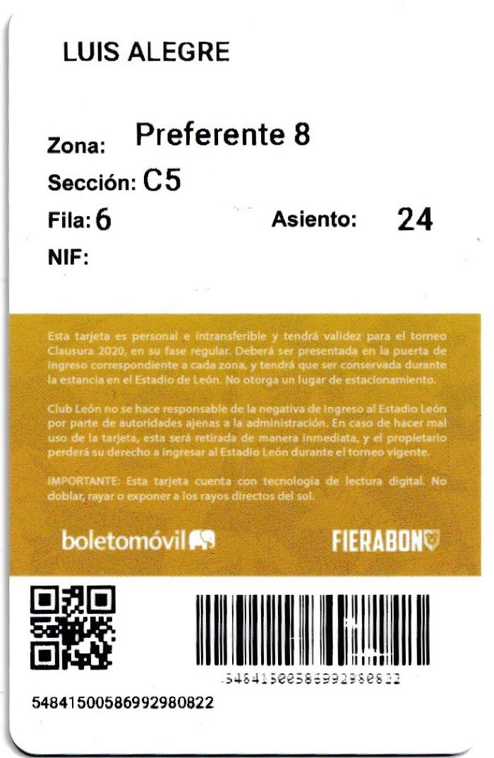 Fierabono Preferente 8 del Torneo Clausura 2020