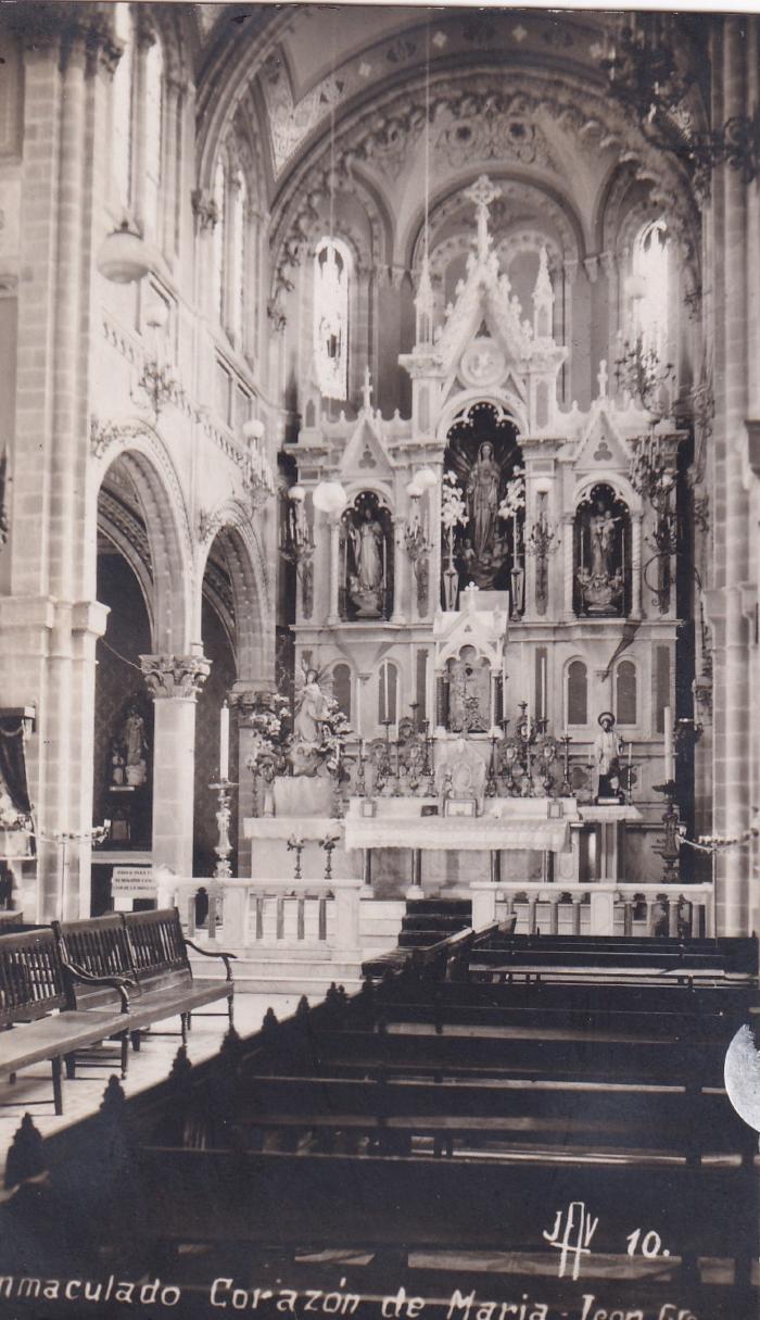 Altar mayor del Templo del Inmaculado Corazón de María, ca.1940