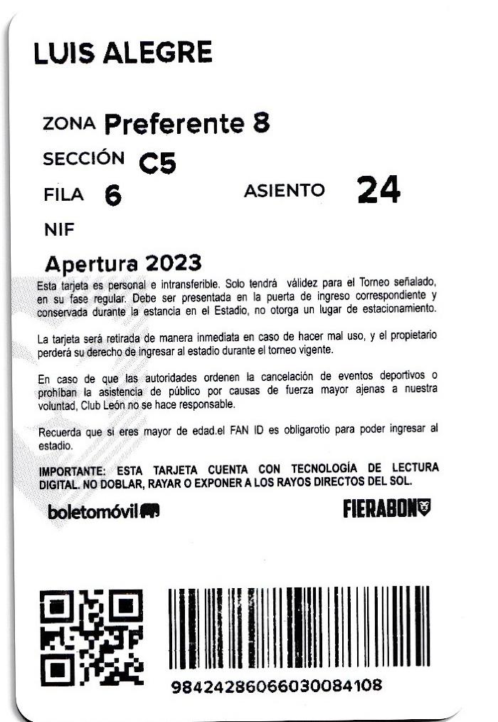 Fierabono Preferente 8 del Torneo Apertura 2023