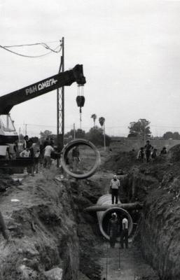 Colector sanitario en construcción