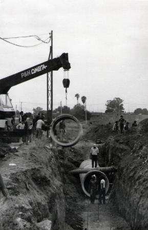 Colector sanitario en construcción