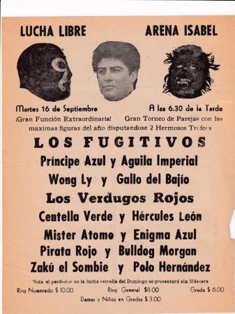 Los Fugitivos, Príncipe Azul y Águila Imperial, cartel de lucha libre en la Arena Isabel