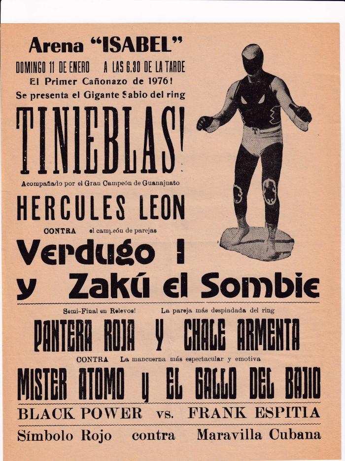 Tinieblas y Hércules León, función de lucha libre en la Arena Isabel