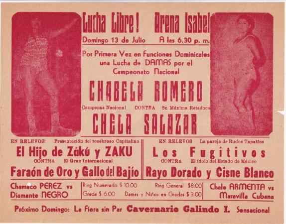 Cartel de lucha por el campeonato nacional de damas en la Arena Isabel