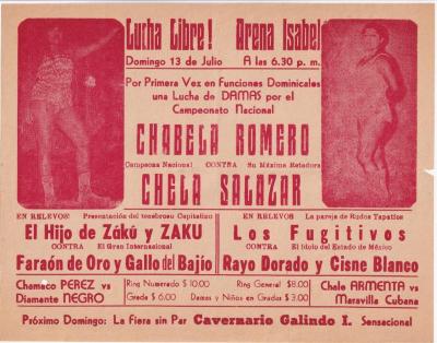 Cartel de lucha por el campeonato nacional de damas en la Arena Isabel