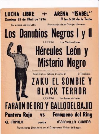 Los Danubios Negros I y II, cartel de función de lucha libre en la Arena Isabel