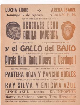 Hércules León, Águila Imperial y Gallo del Bajío, cartel de lucha libre en la Arena Isabel