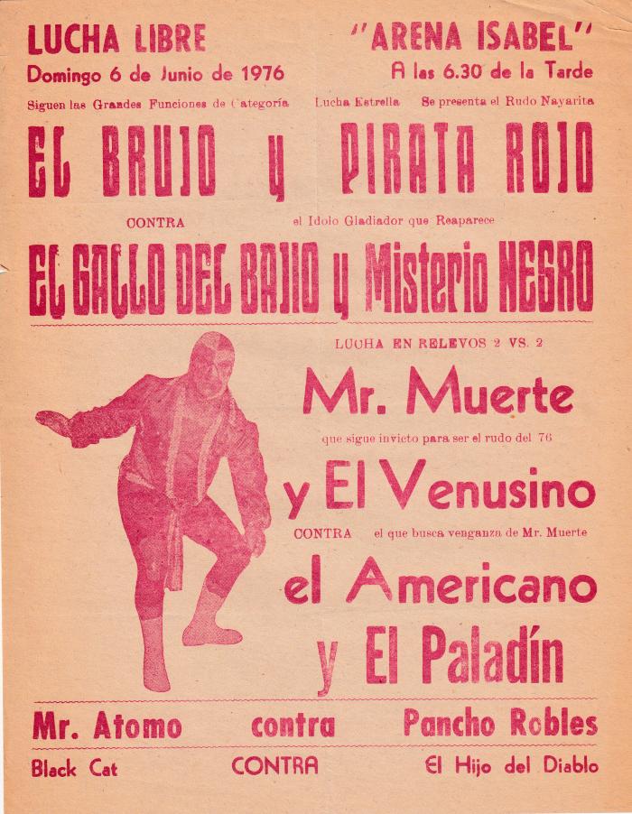 El Gallo del Bajío y Misterio Negro, cartel de lucha libre en la Arena Isabel