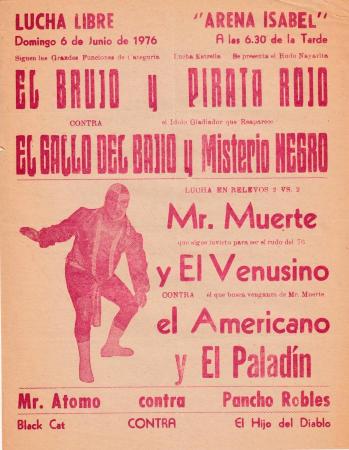El Gallo del Bajío y Misterio Negro, cartel de lucha libre en la Arena Isabel