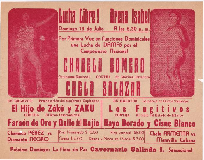 Cartel de lucha por el campeonato nacional de damas en la Arena Isabel