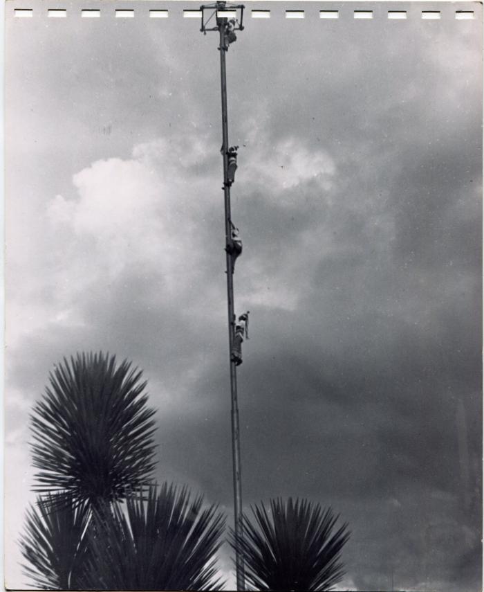 Voladores de Papantla preparando su acto