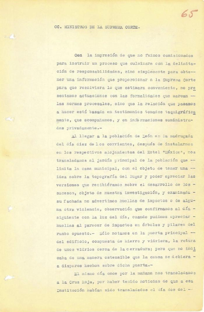 Informe de la investigación realizada por los funcionarios de la SCJN