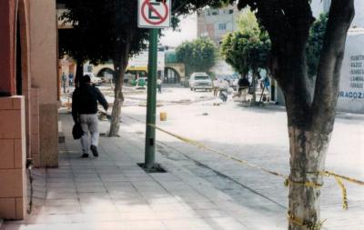 Calle Progreso durante la rehabilitación de la calle Madero, 1999