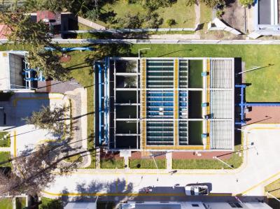 Vista aérea planta potabilizadora de la presa El Palote
