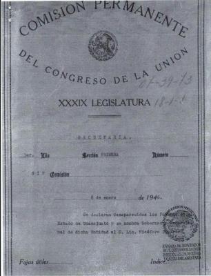 Expediente de proceso legislativo en el que se declaran desaparecidos los poderes del Estado de Guanajuato y se nombra Gobernador provisional de dicha entidad a Nicéforo Guerrero