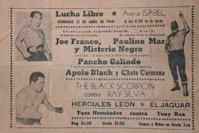 Cartel de lucha libre en la Arena Isabel, relevos australianos, 1968