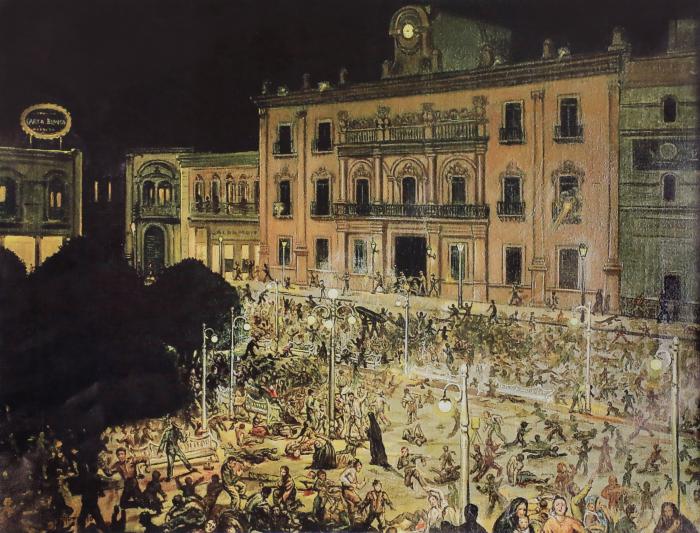 “Testimonio pictórico del 2 de Enero 1946” del maestro Lázaro Zambrano