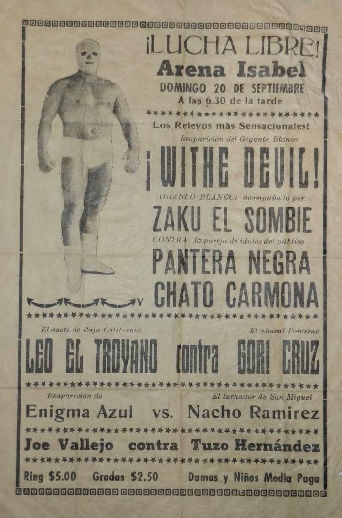 Cartel de lucha libre en la Arena Isabel, 1959