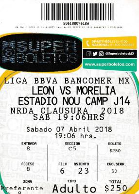 Boleto León vs Morelia, Clausura 2018