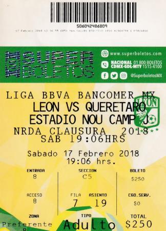 Boleto León vs Querétaro, Clausura 2018
