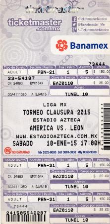 Boleto América vs León, Clausura 2015 