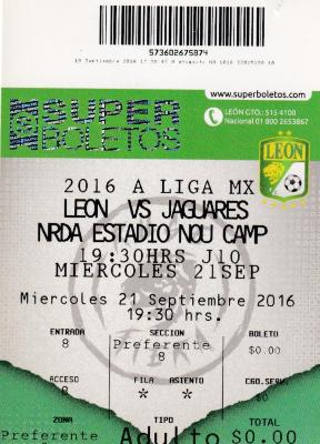Boleto León vs Jaguares, Apertura 2016