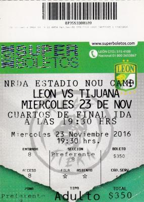 Boleto León vs Tijuana, cuartos de final Apertura 2016 