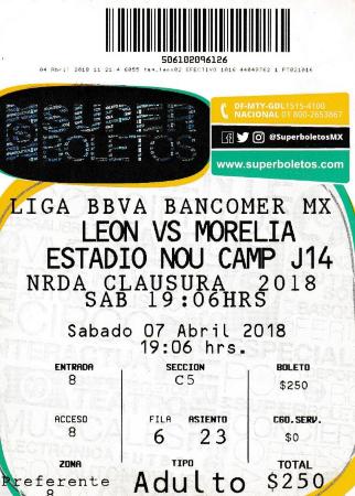 Boleto León vs Morelia, Clausura 2018