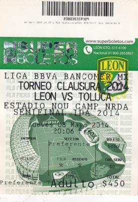 Boleto León vs Toluca, semifinal Clausura 2014