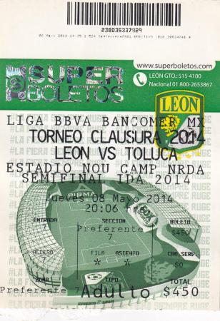 Boleto León vs Toluca, semifinal Clausura 2014