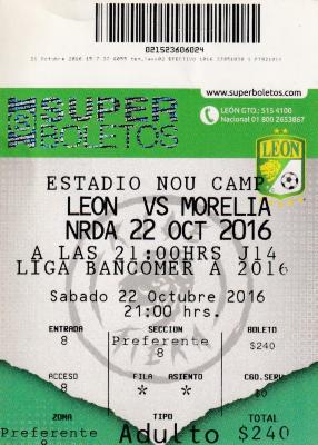Boleto León vs Morelia, Apertura 2016