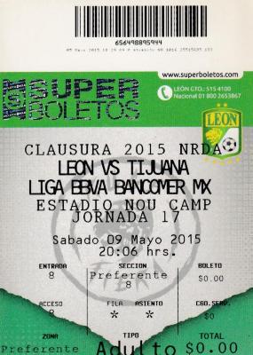 Boleto León vs Tijuana, Clausura 2015