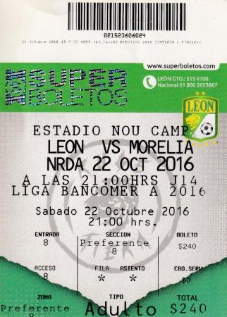 Boleto León vs Morelia, Apertura 2016