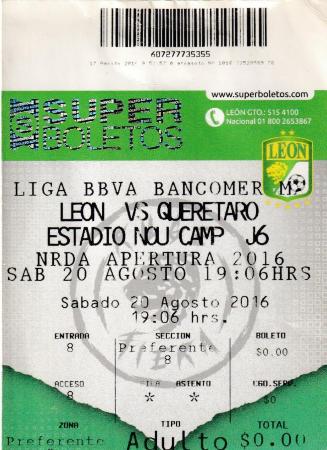 Boleto León vs Querétaro, Apertura 2016