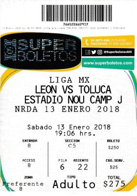 Boleto León vs Toluca, Clausura 2018